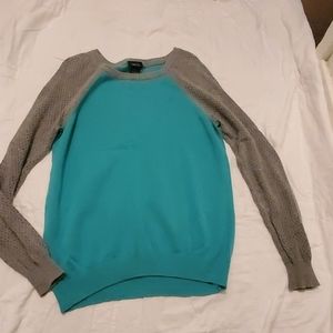 Teal and grey long sleeve sweater
